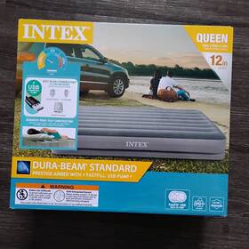 Intex 078257329335 Air Mattress Queen 12 Inch High Bed New In Box Fast Fill Usb Pump