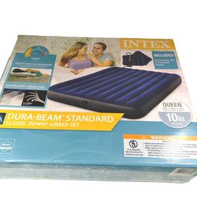Intex 078257647651 New Dura-beam Airbed And Pump 2 Pillows 60x80 Standard Classic Downy Queen