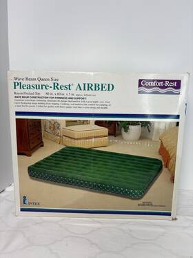 Intex 078257687886 Pleasure Rest Airbed Wave Beam Queen 80x60x5 Vinyl 1997 Green Nos New