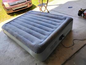 Intex 20230425 Stretch Queen Raised Inflatable Air Bed Built-in Pump Gray Firm