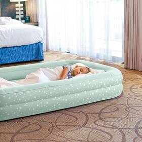 Intex 313022730740 Kids Inflatable Travel Bed Set Childrens Portable Mattress With Sides And Air Pump