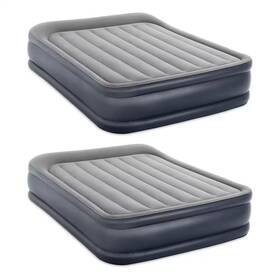 Intex 445003889871 Queen Sized Pillow Raised Air Mattress Bed With Built-in Pump 2-pack