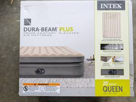 64163ed Intex Dura Beam Plus Fiber-tech Elevated Air Bed With Built-in Pump Queen Used