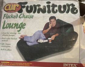 64171wd Intex Air Furniture Flocked Chaise Lounge Vintage Rare