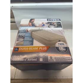64191wb Intex Dura-beam Plus Twin Air Mattress With Headboard Built-in Pump 18in
