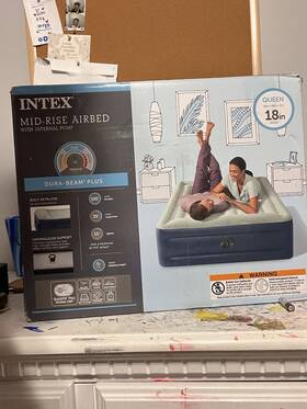 Intex 64447e Dura-beam Plus Mid-rise Queen Airbed 18in Built-in Pump And Pillow