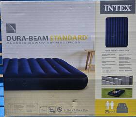 Intex 64758np Dura-beam Standard Full 10in Inflatable Air Mattress Fiber-tech Blue