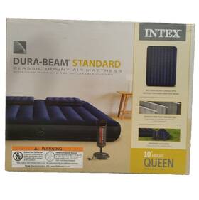 64765e Intex Dura-beam Standard Queen Classic Downy Air Mattress Pump And Pillows