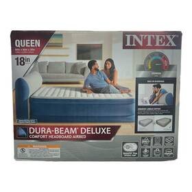 66158s Intex Dura-beam Deluxe Comfort Headboard Airbed Queen Blue 60inx92inx32in