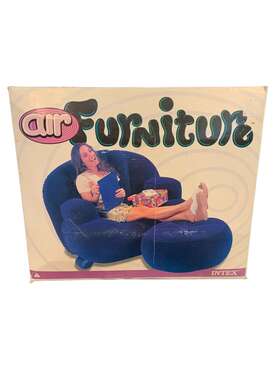 68502 Intex Air Furniture 90s Blue Chair Ottoman Vtg Y2k Millennial Tik Tok #68502