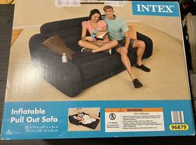 96879 Intex Queen Size Inflatable Pull-out Sofa Bed Sleep Away Futon Couch Dark Gray