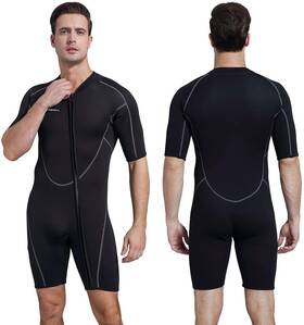 Ahabq-1803 Intex Mens 3mm Shorty Wetsuit Womens Full Body Diving Suit Front Zip For Divi