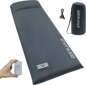 Ele-100117 Invoker Camping Sleeping Pad Built-in Electric Air Pump 3.4 Inch Full Dark Grey