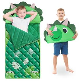 2111 Iplay Ilearn Kid Sleeping Bag Dinosaur Slumber Sack Toddler Medium Green