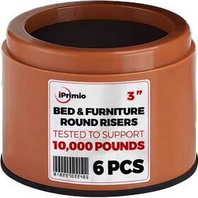 Iprimio 818297022465 Bed Risers - Round 3 Inch Lift Heavy Duty 6 Pack Raising Blo