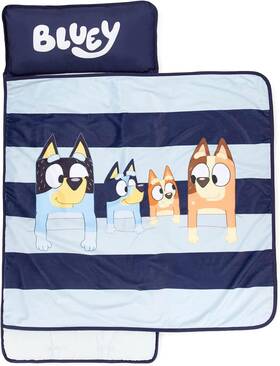 Jay Franco 032281409876 Bluey Sleepy Time Nap Mat Built-in Pillow And Blue