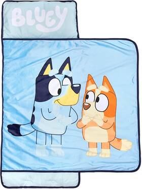 Jay Franco 032281419387 Bluey Sisters Nap Mat Built-in Pillow And Blanket - Blue