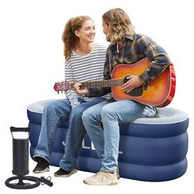 Jcleal 728944840666 Inflatable Bench Chair Portable Blow Up Couch Ottoman With Pump Foldable Comfy