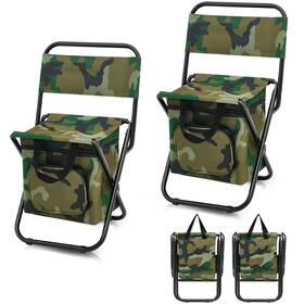 Ec-jerify-2142 Jerify 2 Pcs Fishing Chair With Cooler Bag 1.15 X 0.92 1.9 Feet Camo Color