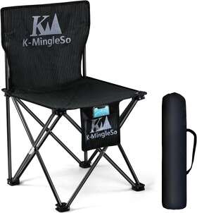 K-mingleso 727196906151 Upgraded Camping Chair With Front And Large Back Pocket Black