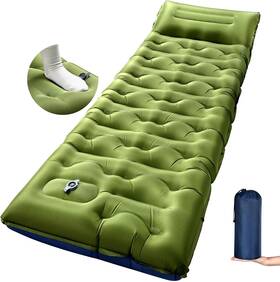 H20w110 Kasbah Camping Sleeping Pad Extra Wide 6 Inch Thick Inflatable Single Green