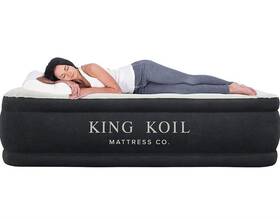 King Koil 313035650622 Pillow Top Plush Full Size Air Mattress With Built-in Pump For Home C