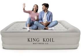 King Koil 817442020509 Pillow Top Plush Queen Air Mattress With Built-in High-speed Pump B