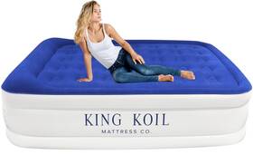 King Koil 817442021063 Luxury Queen Air Mattress With Built-in Pillow And Ultra-fast High-spe