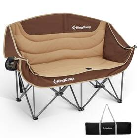 Kingcamp 13981475 Double Camping Chair Loveseat Xl 2 Person Khaki/coffee