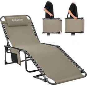 Kc2019 Kingcamp Beige-usah Chaise Lounge Outdoor 5-position Adjustable Patio 1-pack Beige