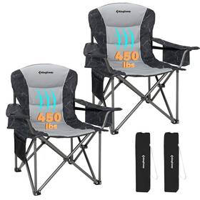 Kc2548 Kingcamp Lightgrey/grey Oversized Camping Folding Chair Heavy Large Grey/lightgrey-2 Pack