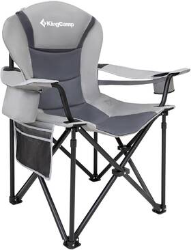 Kc3888 Kingcamp Grey Oversized Camping Folding Chair With Lumbar Support 1 Pack