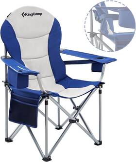 Kc3888 Kingcamp Navy/grey-us Lumbar Support Camping Chairs With Cooler Bag Oversized Navy/grey
