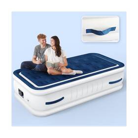 Kingjerry 198715075618 Air Mattress Twin With Built In Pump And 4 Portable Handles 18 Inch High Comfort