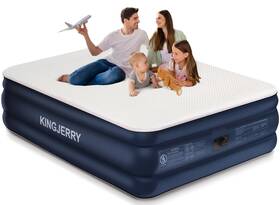Kingjerry 198715545401 Queen Air Mattress With Built-in Pump 18 Inch Foam Topper Inflatable Wi