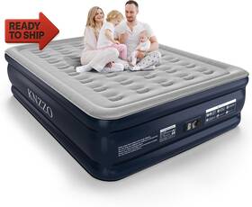 Knzzo 313047727701 Queen Air Mattress With Built-in Pump 18 Inch Top Inflatable Wa