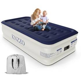 Knzzo 717504133720 Air Mattress Twin With Built-in Pump Blow Up Soft Flocked Top