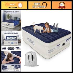 Knzzo Knzzo-f5418 Full Air Mattress With Built-in Pump Soft Flocked Top Leakproof Inflatable Bed