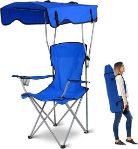 0615-2022 Kocaso Foldable Beach Canopy Chair Camp Chairs With Shade 17d X 17w 49h In Blue
