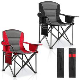 Lanmountain 37520 2 Pack Padded Oversized Camping Chairs Red&black-2
