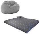 Lc7086 Cordaroy Chenille Bean Bag Chair Charcoal Queen 857019005379