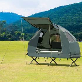 Ldaily 608564939622 Moccha Folding Camping Tent Cot With Sleeping Bag And Air Mattress Elevated