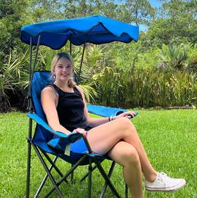 Lc-e01cc-503-n Lets Camp Chair With Shade Canopy Folding Single Pack Light Blue
