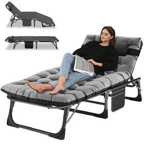 K16szc-w07-lily Lilypelle Camping Cot Adjustable 4-position Adults Reclining Onesize Groovy Grey