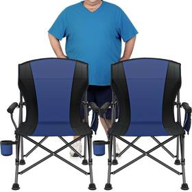 Sy-lty-003 Ling Rong 2 Pack Oversized Folding Camping Chair For Adults Twin Blue-black