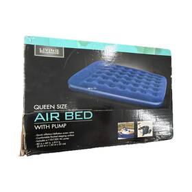 Living Solutions 6a00-5014 Queen Air Bed With Built-in Pump Firm Blue 80x60x8 In