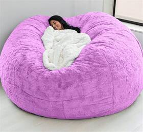 63451 Llpckpb Giant Fur Bean Bag Chair Cover For Kids Adults No Filler 7ft Purple