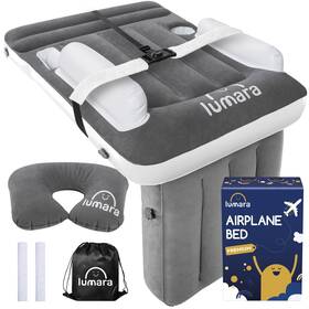 41093 Lumara Inflatable Toddler Airplane Bed - Blow Up Mattress For Kids Safety Belt No Pum