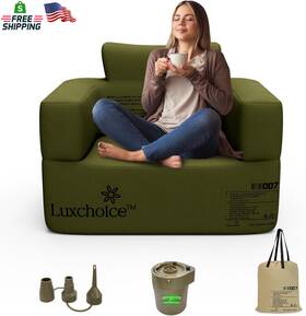 Luxchoice 445030620669 Inflatable Couch Premium Oxford Cloth Sofa With Built-in Rechargeable
