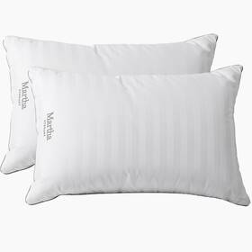 Ms369lh1 Martha Stewart Hotel Collection Medium Soft Feather Down Pillows 100% Cotton